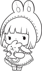 girl fantasy cartoon doodle kawaii anime coloring page cute illustration drawing clip art character chibi manga comic