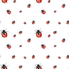 Ladybug red nature a cute pattern watercolor