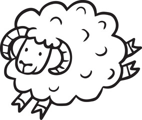 sheep animal cartoon doodle kawaii anime coloring page cute illustration drawing clip art character chibi manga comic