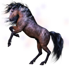 3d digital render of a rearing horse with transparent background.  © Elle Arden