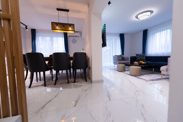 Modern luxury home interior, trendy modern design of house