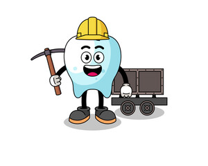 Mascot Illustration of tooth miner