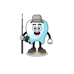 Mascot Illustration of tooth fisherman
