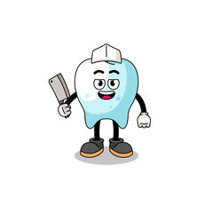 Mascot of tooth as a butcher