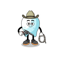 Character mascot of tooth as a cowboy