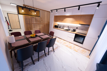 Modern luxury home interior, trendy modern design of house