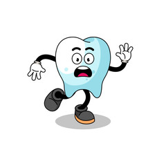 slipping tooth mascot illustration