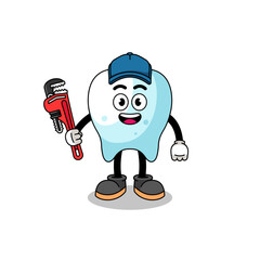 tooth illustration cartoon as a plumber