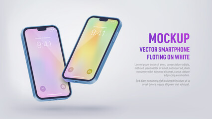 Smartphone Mockup | Floating devices, fully editable vector mockup. - obrazy, fototapety, plakaty