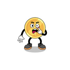 Character Illustration of indian rupee with tongue sticking out