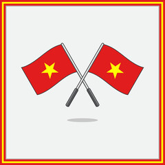 Flag of Vietnam Cartoon Vector Illustration. Vietnam Flag Flat Icon Outline