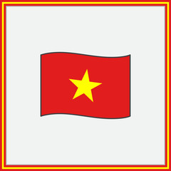 Vietnam Flag Cartoon Vector Illustration. Flag of Vietnam Flat Icon Outline. National Vietnam Flag