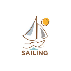 logo illustration vector graphic of sailing boat.