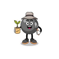 Illustration of dot symbol cartoon holding a plant seed