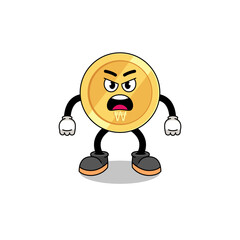 south korean won cartoon illustration with angry expression