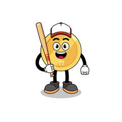 south korean won mascot cartoon as a baseball player