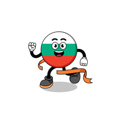Mascot cartoon of bulgaria flag running on finish line