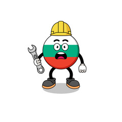 Character Illustration of bulgaria flag with 404 error