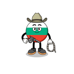 Character mascot of bulgaria flag as a cowboy