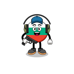 Character mascot of bulgaria flag doing shooting range