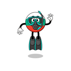 Character cartoon of bulgaria flag as a diver