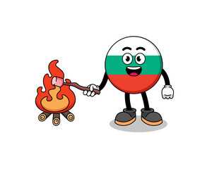 Illustration of bulgaria flag burning a marshmallow