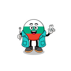 Illustration of bulgaria flag mascot as a dentist