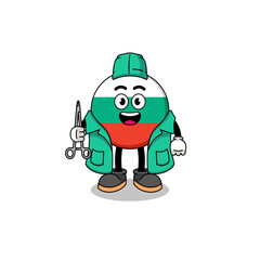 Illustration of bulgaria flag mascot as a surgeon