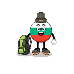 Fototapeta premium Illustration of bulgaria flag mascot as a hiker