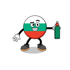 bulgaria flag illustration cartoon holding mosquito repellent