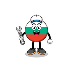 bulgaria flag illustration cartoon as a mechanic