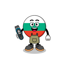 Cartoon Illustration of bulgaria flag as a barber man