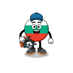 Cartoon Illustration of bulgaria flag as a woodworker