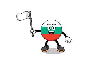 Cartoon Illustration of bulgaria flag holding a white flag