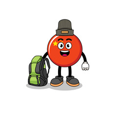 Illustration of china flag mascot as a hiker