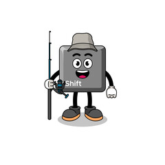 Mascot Illustration of keyboard shift key fisherman