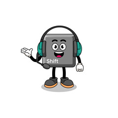 Mascot Illustration of keyboard shift key as a customer services