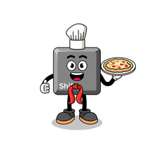 Illustration of keyboard shift key as an italian chef