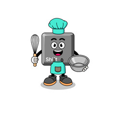 Illustration of keyboard shift key as a bakery chef