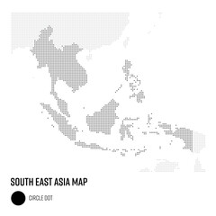 Fototapeta na wymiar 世界地図ドット粗め 東南アジア地域 国別にグループ