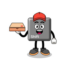 keyboard shift key illustration as a pizza deliveryman