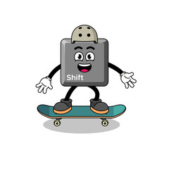 keyboard shift key mascot playing a skateboard