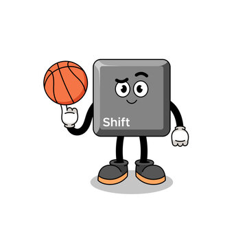 keyboard shift key illustration as a basketball player