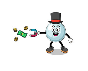 Fototapeta na wymiar Character Illustration of silver ball catching money with a magnet