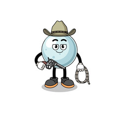 Character mascot of silver ball as a cowboy