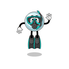 Character cartoon of silver ball as a diver