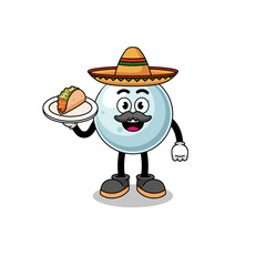 Character cartoon of silver ball as a mexican chef