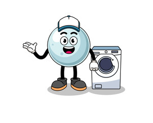 silver ball illustration as a laundry man