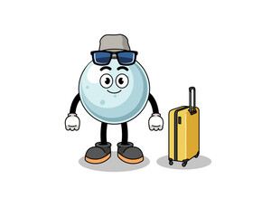 silver ball mascot doing vacation