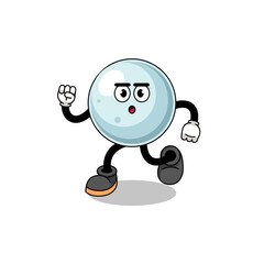 running silver ball mascot illustration